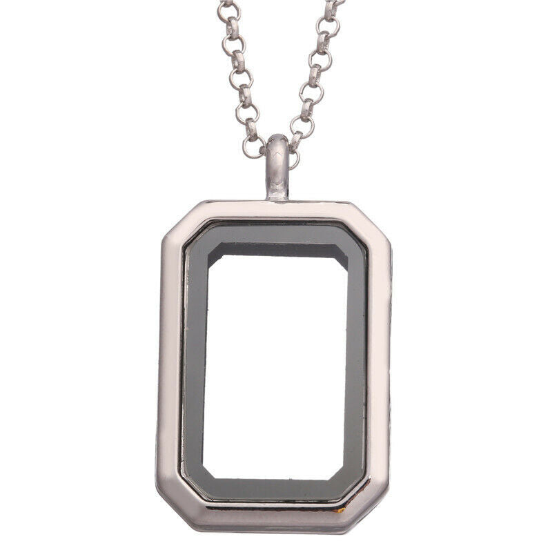 Living Memory Floating Teardrop Rainbow Crystal Glass Locket Pendant Necklace