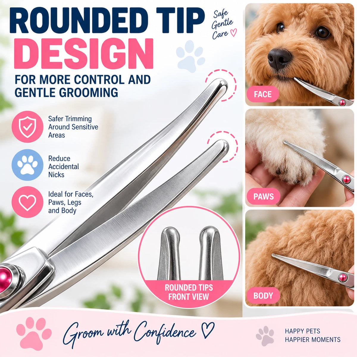 7" Dog Grooming Scissors Set Straight Curved Thinning Shears Stainless Steel