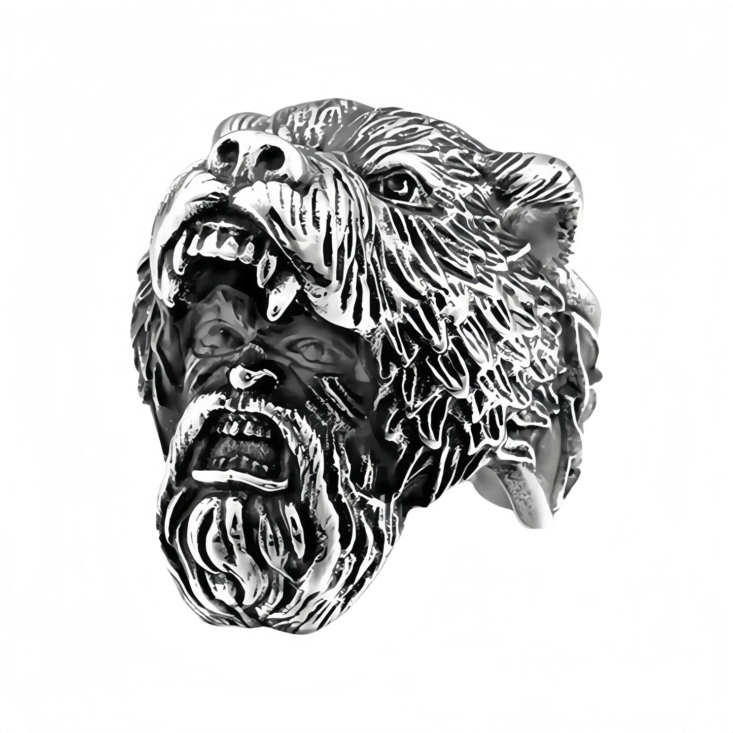 Men's Premium Norse Viking Ring Bear Head & Warrior Gothic Punk Style Biker Band # R96