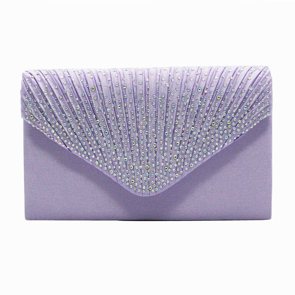 NEW Shining Satin Ladies Evening Clutch Bag Wedding Bridal Chain Handbag Wallet