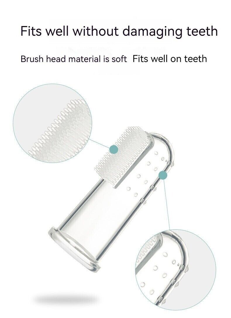 Silicone Pet Toothbrush Brushing Cats Dogs Small Breed Clean Finger Glove Design
