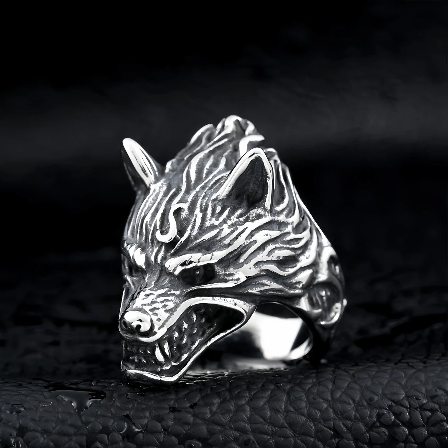 Men Fierce Wolf Head Ring Gothic Animal Totem Punk Norse Viking Band Biker Gift # R253