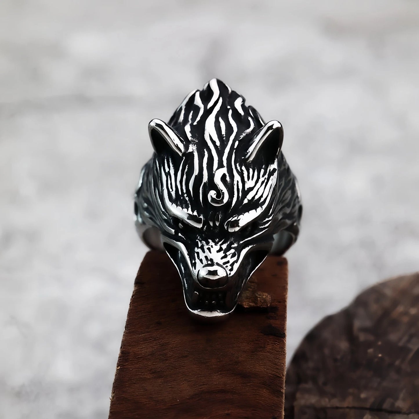 Men Fierce Wolf Head Ring Gothic Animal Totem Punk Norse Viking Band Biker Gift # R253