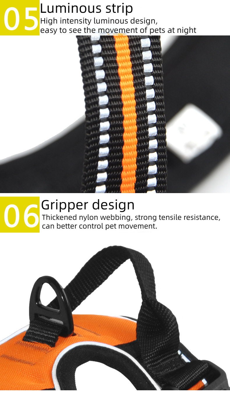 Explosion-proof Punch Dog Chest Strap Collar Buckle Lead Rope Reflective Vest