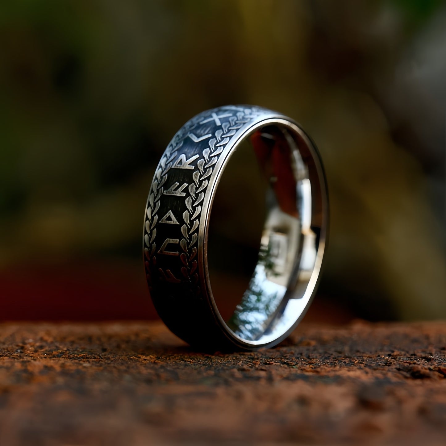 Men Norse Viking Rune Ring Engraved Protective Amulet Ancient Power Nordic Band R353