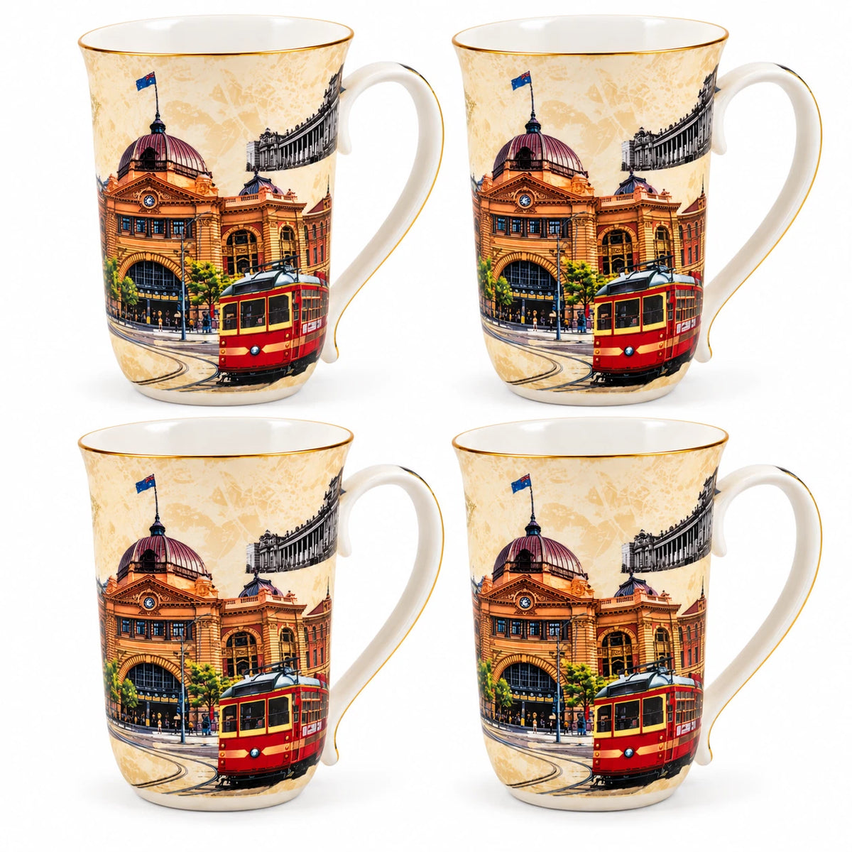1-6x Melbourne Australia Souvenir Coffee Mug 405ml Fine China Tea Cup Gift Boxed