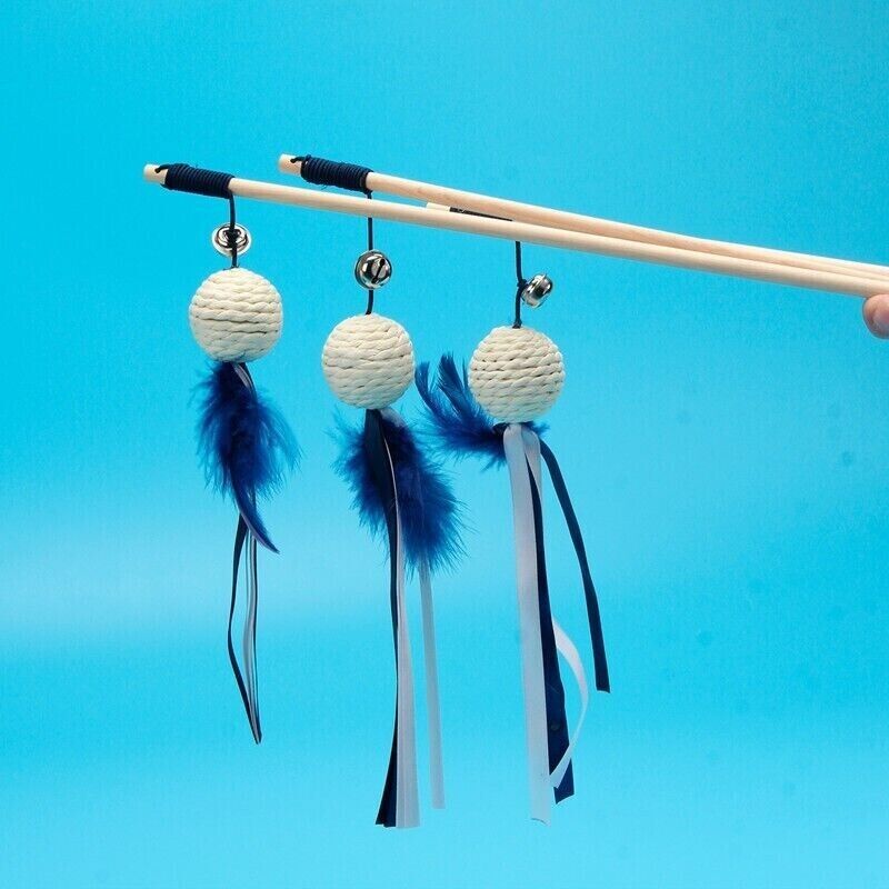 Feather Bell Mouse Interactive Tease Cat Stick Frosted Comfortable Pet Play Toy