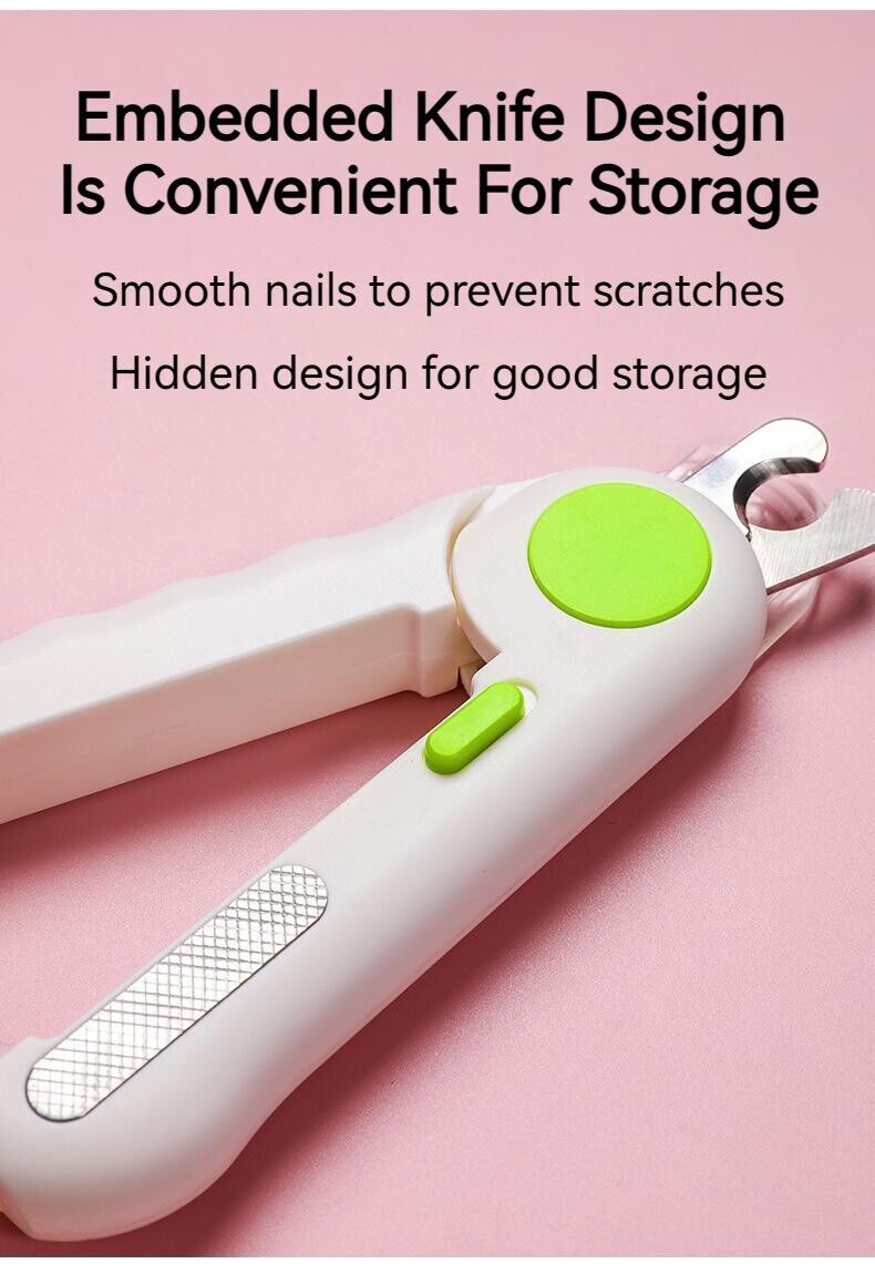 Cat Dog Nail Sharpener Nail Clippers Pet Grooming Cleaning Supplies LED Lights