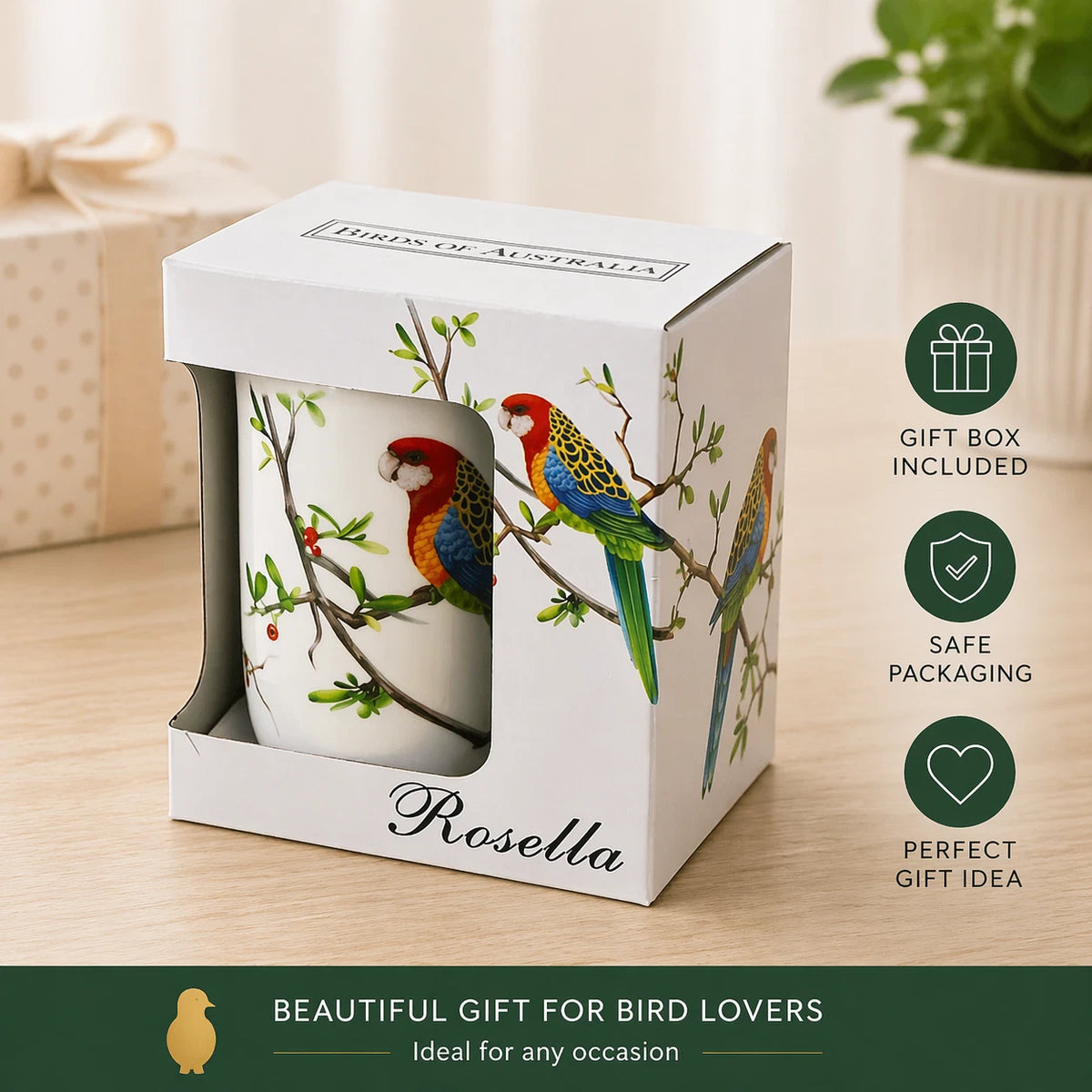1-6x Australian Rosella Bird Mug 405ml Porcelain Coffee Tea Cup Gift Box Home Decor