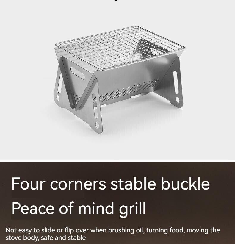 Outdoor Portable Folding Card Stove Stainless Steel Burner Grill BBQ Wood Burn