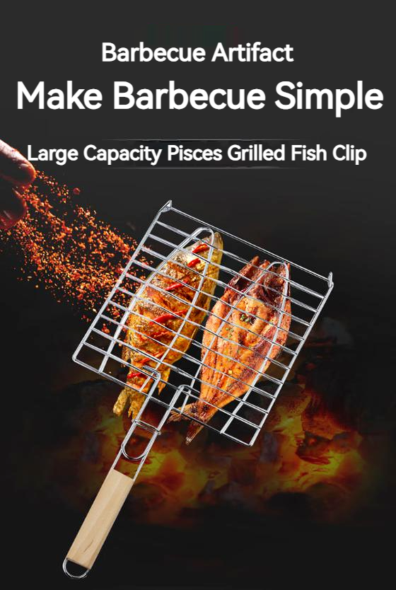 Outdoor BBQ Clips Durable Tools Thick Camping Cooking Net Grilled Fish Tong