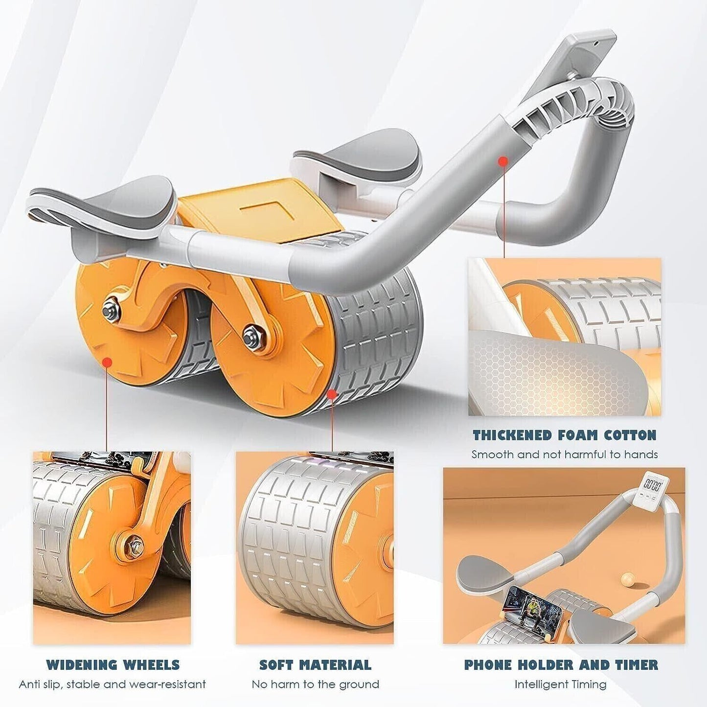 Automatic Rebound Wheel Roller Abdominal Ab Fitness Training Anti Slip Equipment