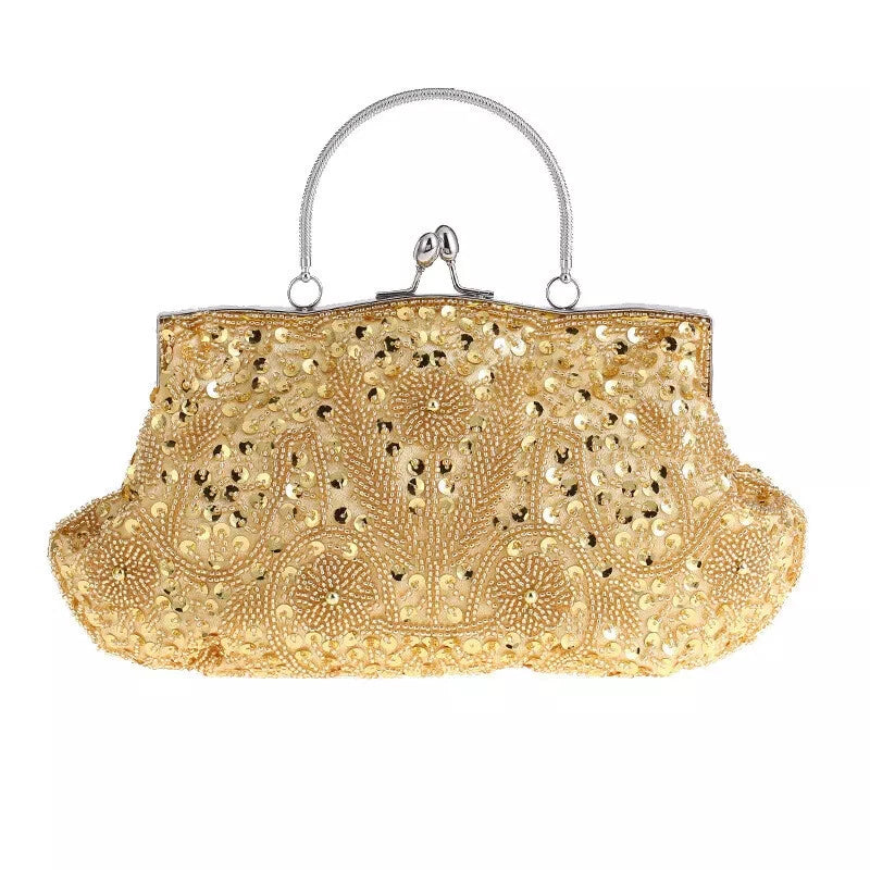 Women Beaded Sequin Evening Bag Clutch Wedding Bridal Prom Party Handbag Purse