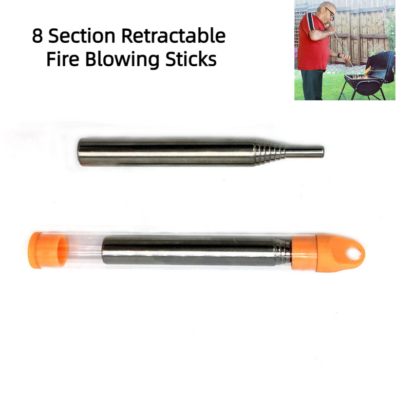Outdoor Retractable Fire Starter Stainless Steel Fire Blow Stick Camping Gear