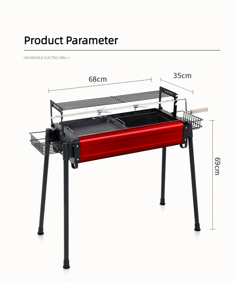 Outdoor Charcoal Double Layer Roast Lamb Leg Stainless Steel Barbecue Tool