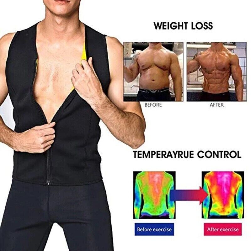 Mens Slimming Body Shaper Vest Neoprene Corset Underwear Compression Tank Top