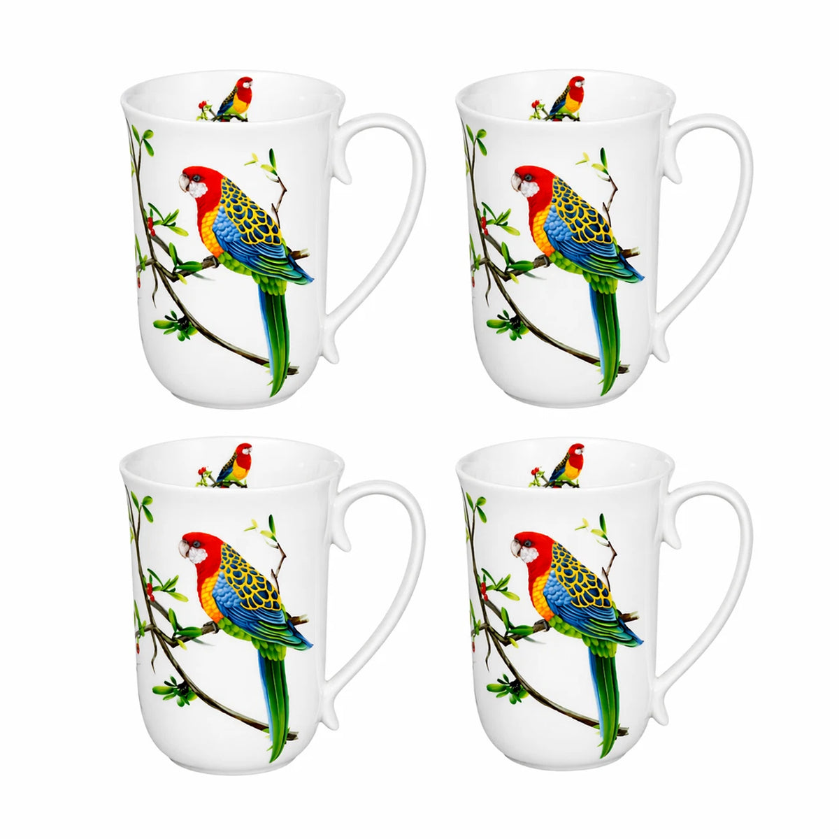 1-6x Australian Rosella Bird Mug 405ml Porcelain Coffee Tea Cup Gift Box Home Decor