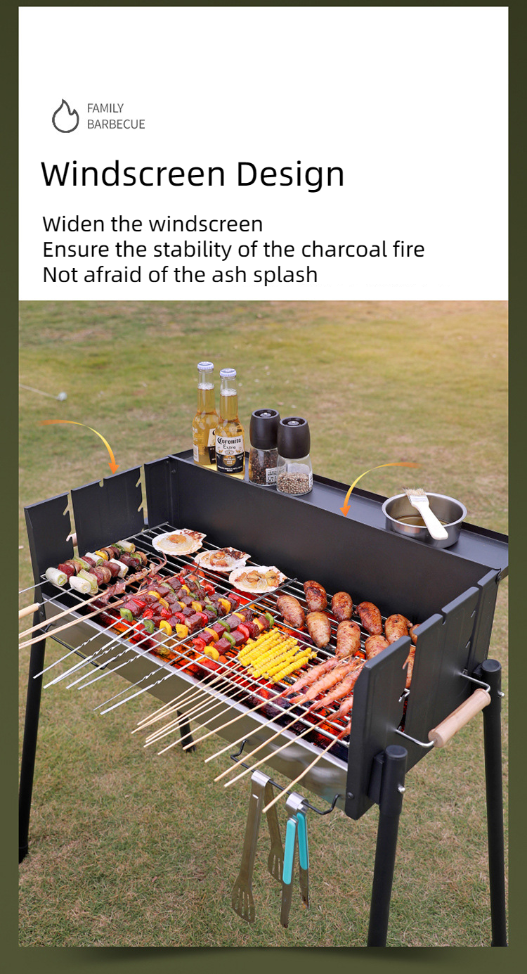 New Extra Large Charcoal BBQ Grill Portable Outdoor Barbecue Foldable Camping