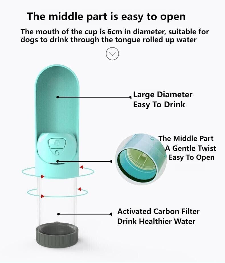 Outdoor Portable Pet Drinking Cup With Activated Carbon Filter Leak Proof
