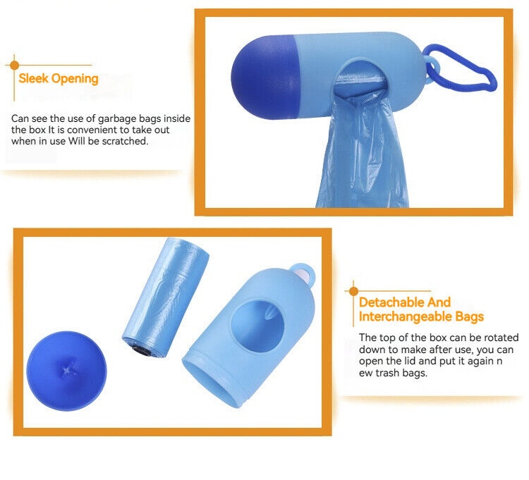 Pet Poop Bag Dispenser Waste Disposable Clean Poo Holder Pick-Up Puppy Garbage