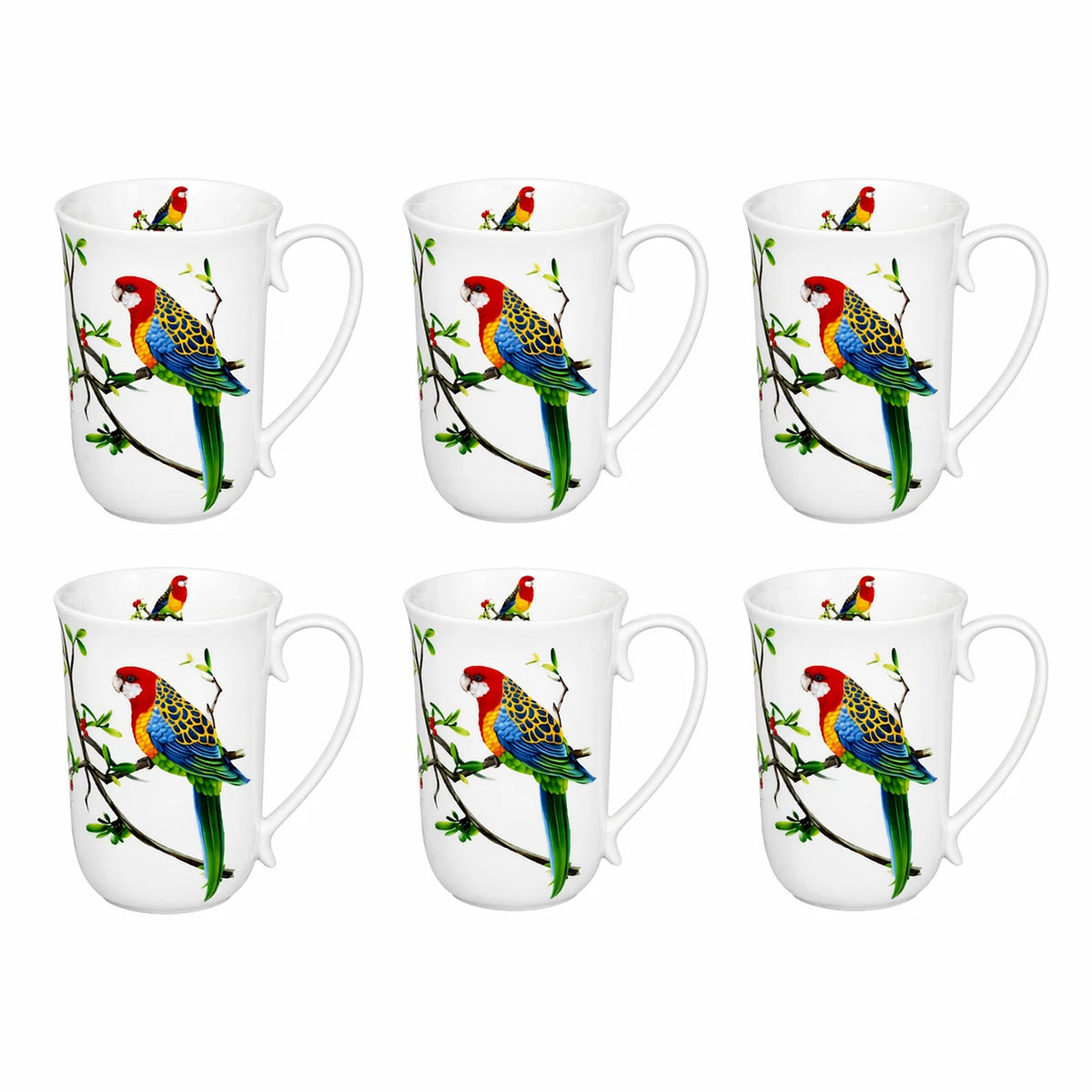 1-6x Australian Rosella Bird Mug 405ml Porcelain Coffee Tea Cup Gift Box Home Decor