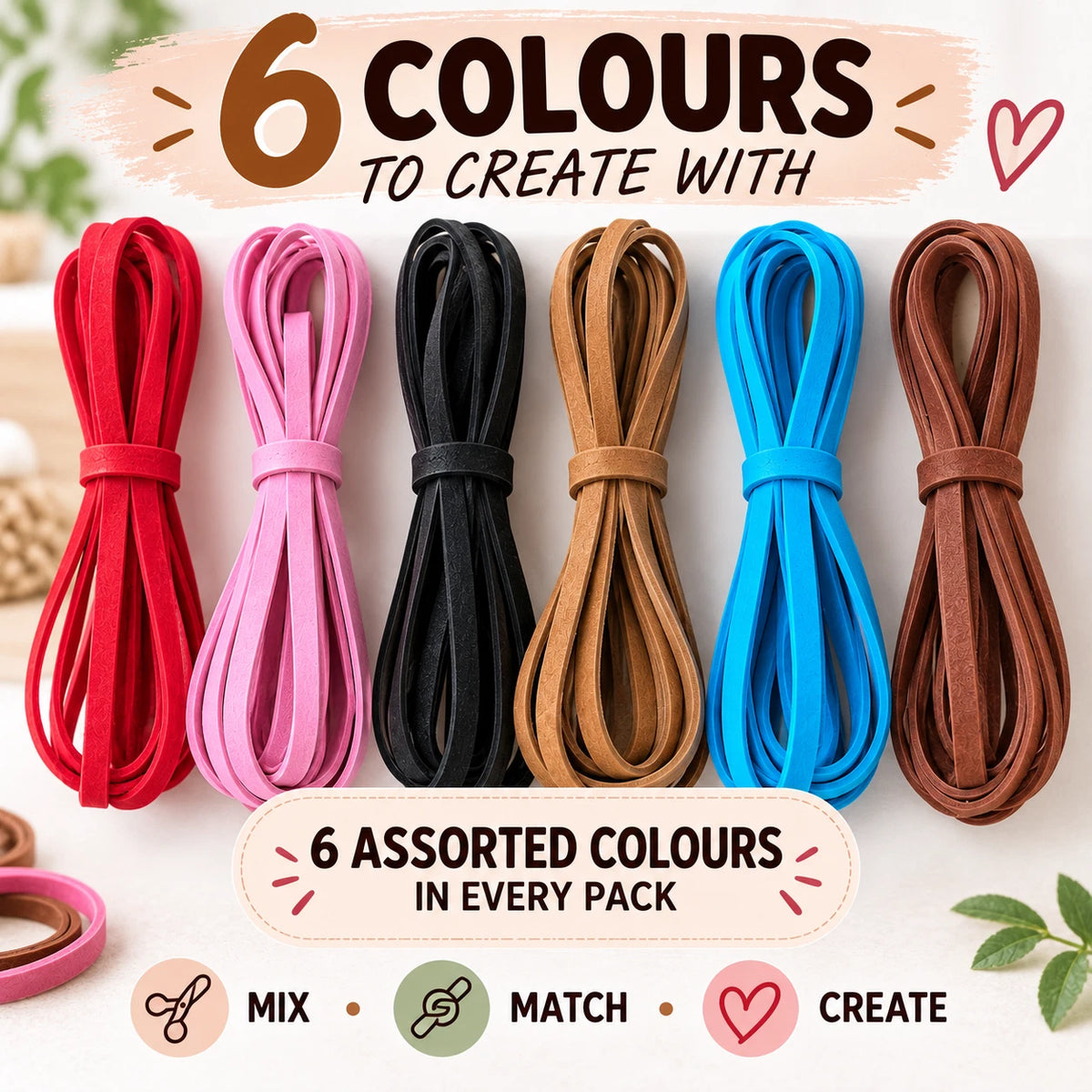 PU Faux Leather Cord Strips 1M x 3mm Jewellery Making DIY Craft 4 Pack