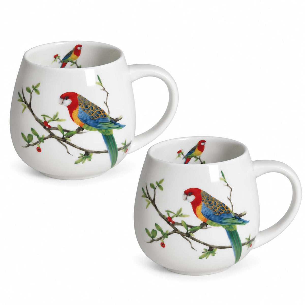 1-6X 400ml Rosella Australian Bird Fine Porcelain Coffee Tea Mug Cup Gift Boxed