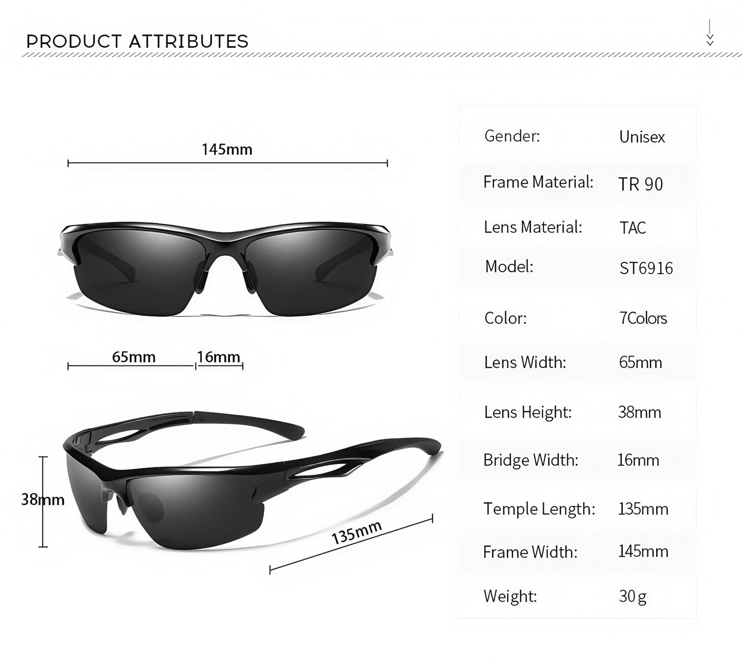Men's Polarized Wrap Around Sports Sunglasses Running Driving Outdoor Activities # 6916