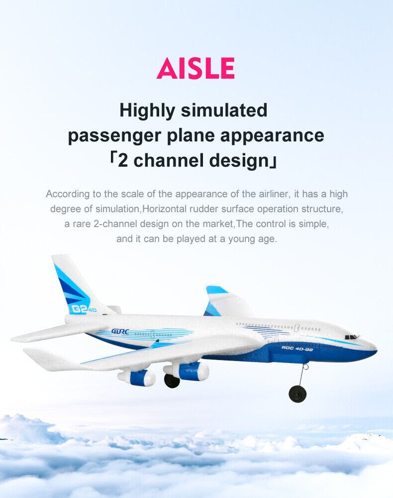 G2 Waterproof 2CH 2.4GHz Aircraft Model Toy RC Plane Remote Control Airplane