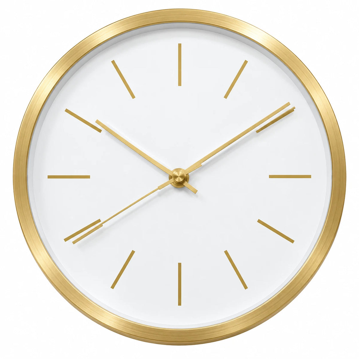 30cm Modern Wall Clock White Gold Minimalist Analogue Round Home Office Decor