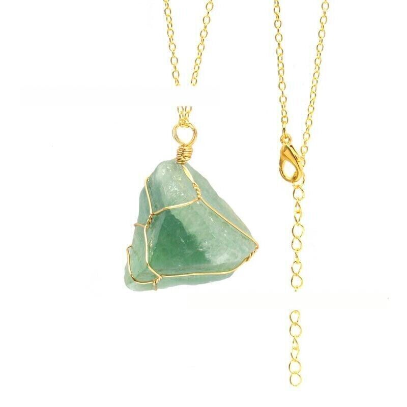 Fashion Irregular Crystal Pendant Hand-wound Wire Gold Silver Chain Necklace