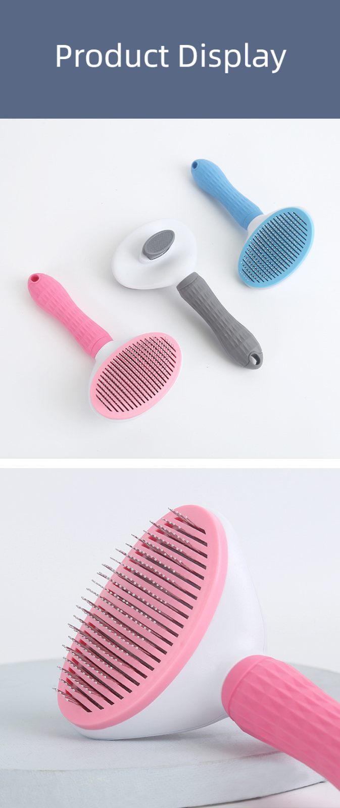 Pet Stainless Steel Manual One-click Hair Removal Brush Pet Hair Removal Comb