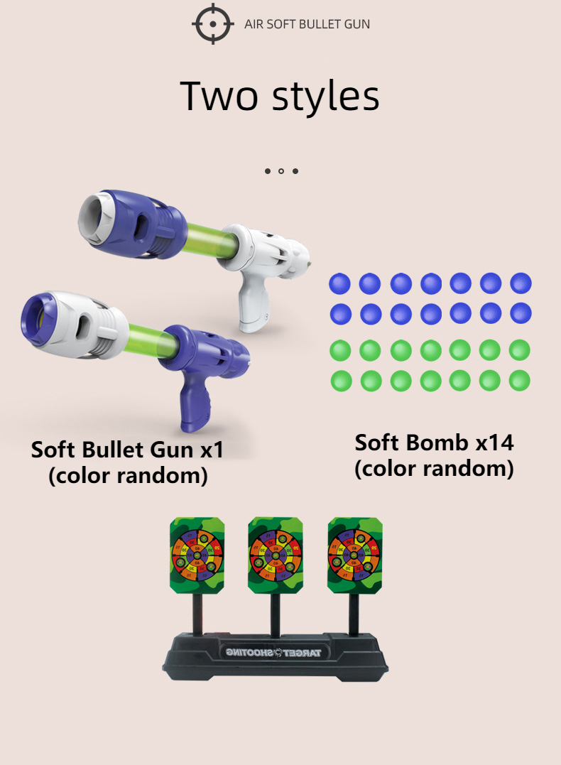 Soft EVA Bullet Shooting Automatic Scoring Manual Continuous Fire Toy Gun