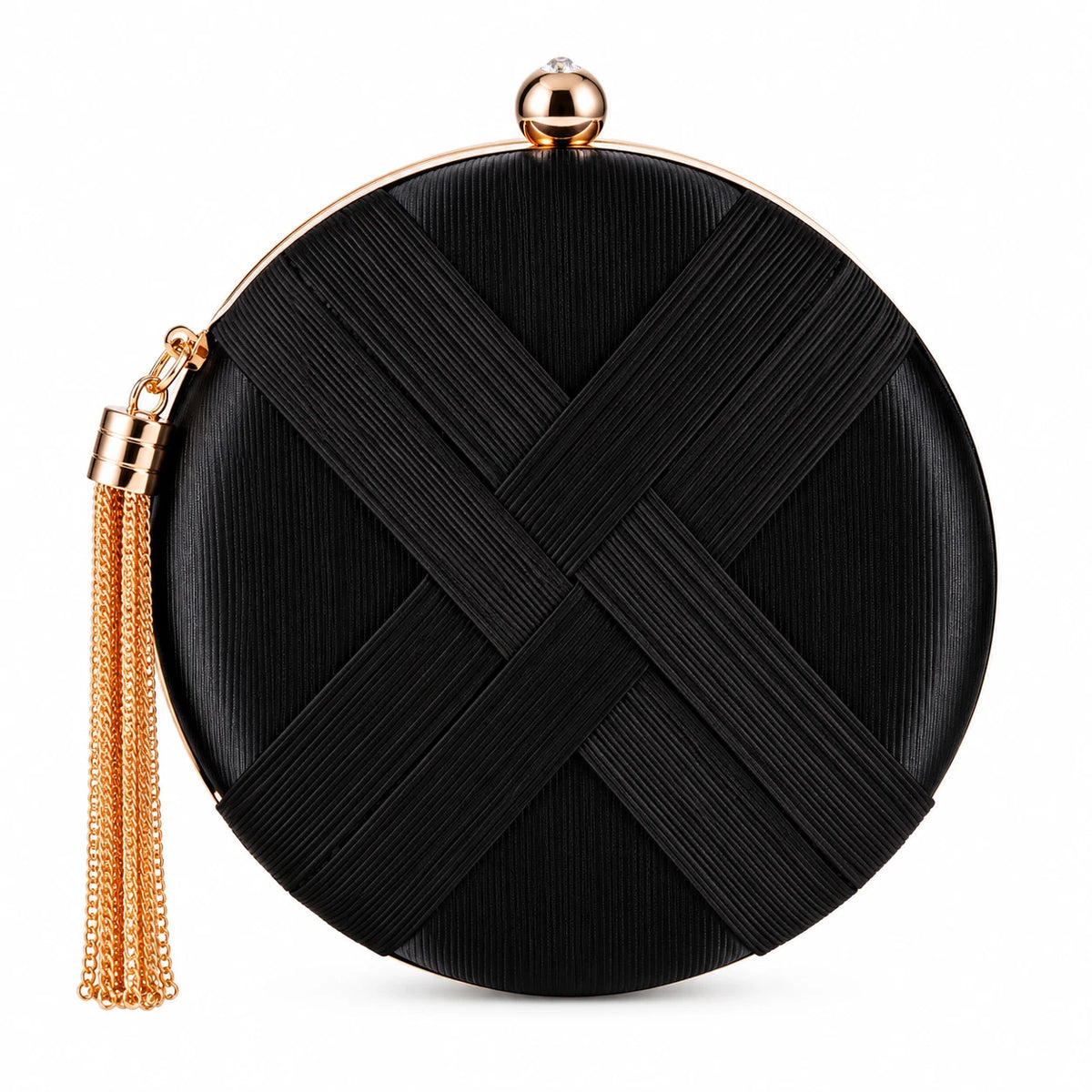 Women Round Evening Clutch Bag Wedding Party Prom Formal Tassel Chain Handbag 7 Colour