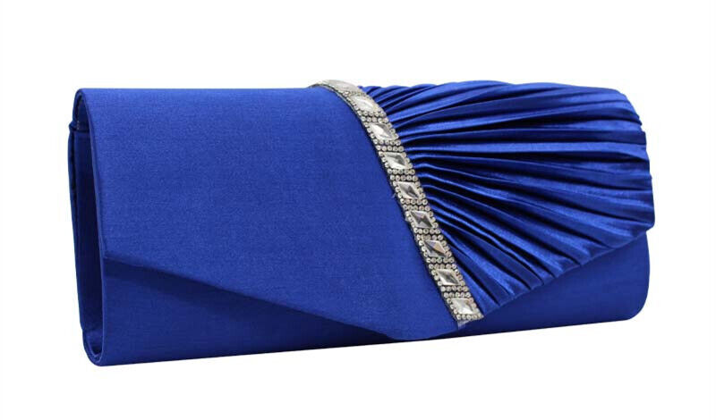 NEW Shining Satin Ladies Evening Clutch Bag Wedding Bridal Chain Handbag