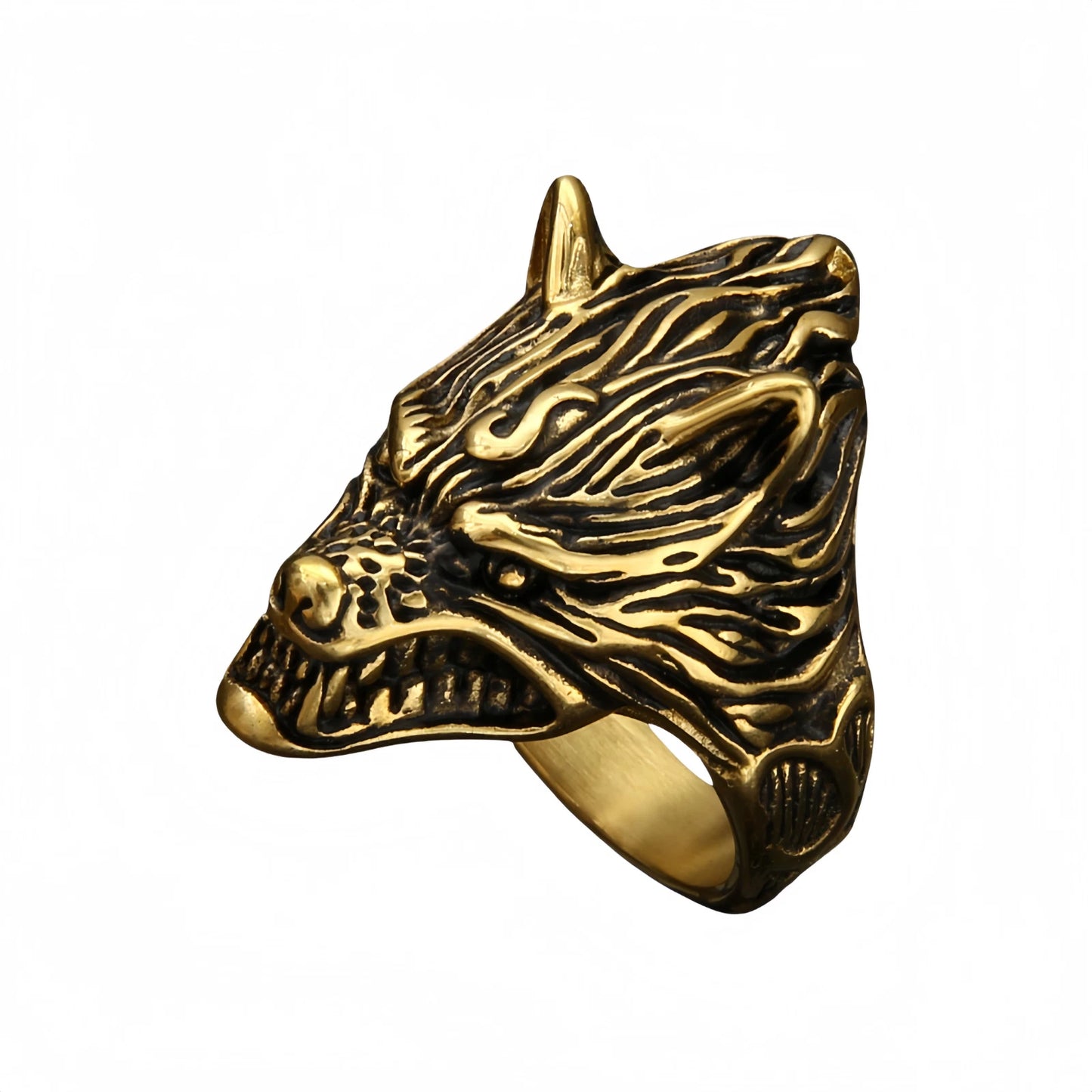 Men Fierce Wolf Head Ring Gothic Animal Totem Punk Norse Viking Band Biker Gift # R253