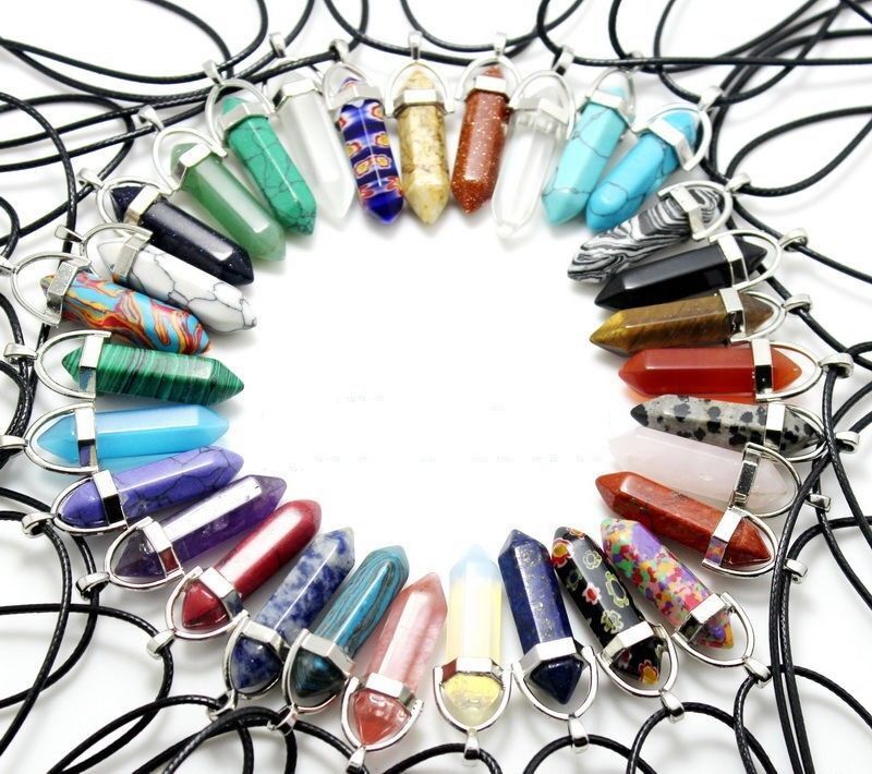 Natural Quartz Crystal Chakra Cut Gemstone Pendant Healing Point Reiki Necklace