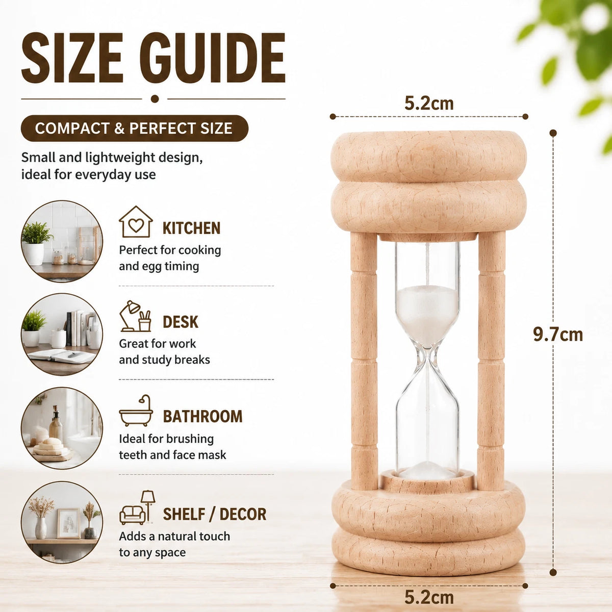 3 Minute Wooden Sand Timer Egg Timer Kitchen Cooking Tea Hourglass Home Decor