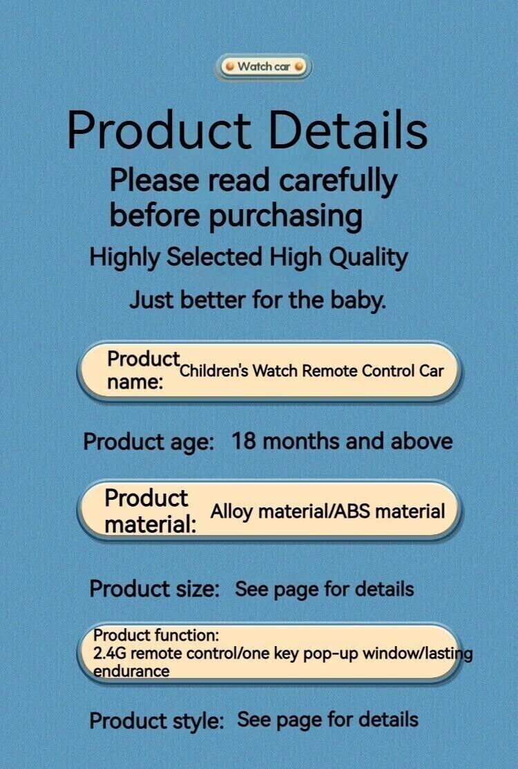 Watch RC Electric Toy Mini Remote Control Car Accompany Children Kids Gifts