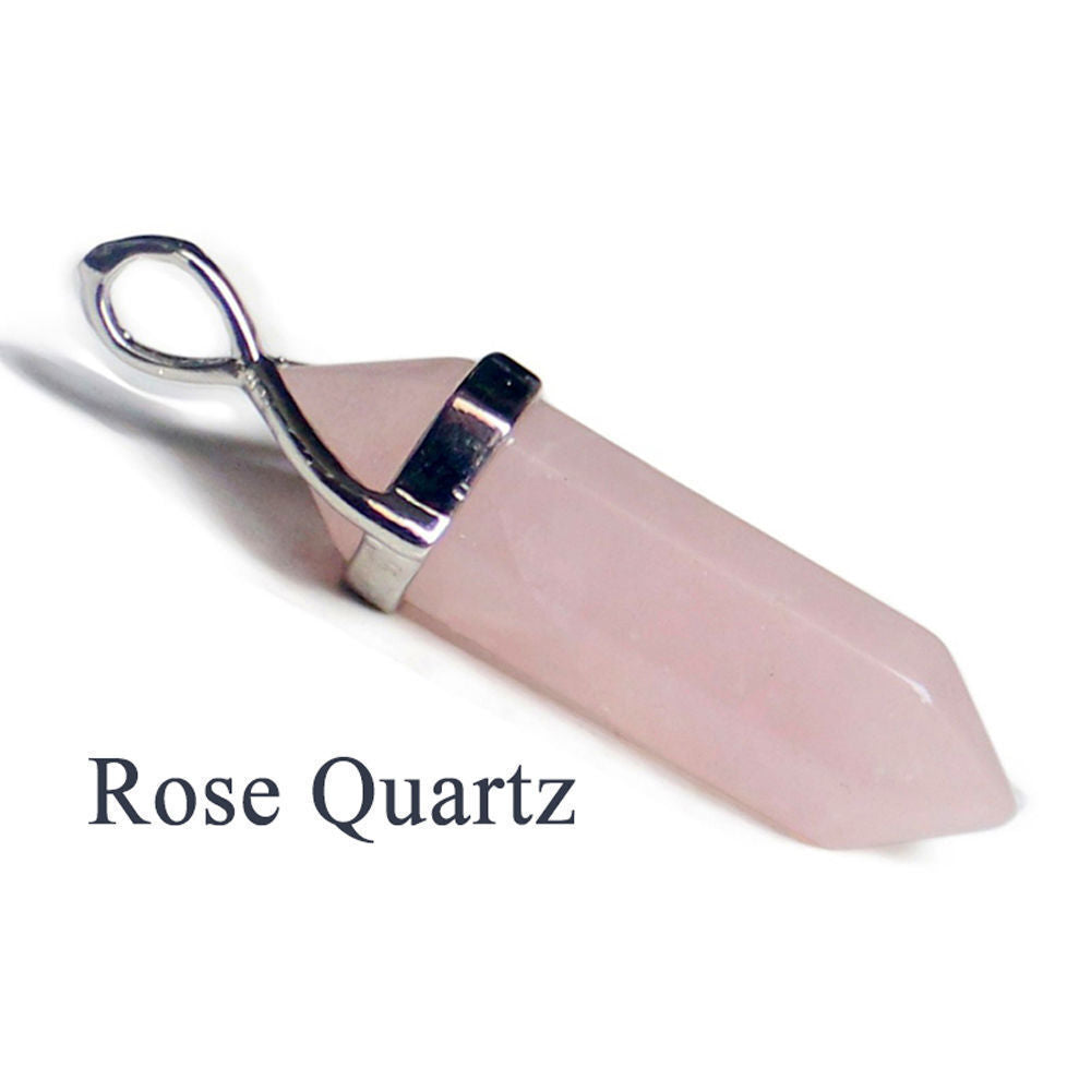 Natural Quartz Crystal Chakra Cut Gemstone Pendant Healing Point Reiki Necklace