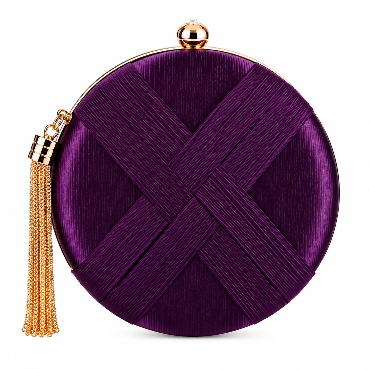 Women Round Evening Clutch Bag Wedding Party Prom Formal Tassel Chain Handbag 7 Colour