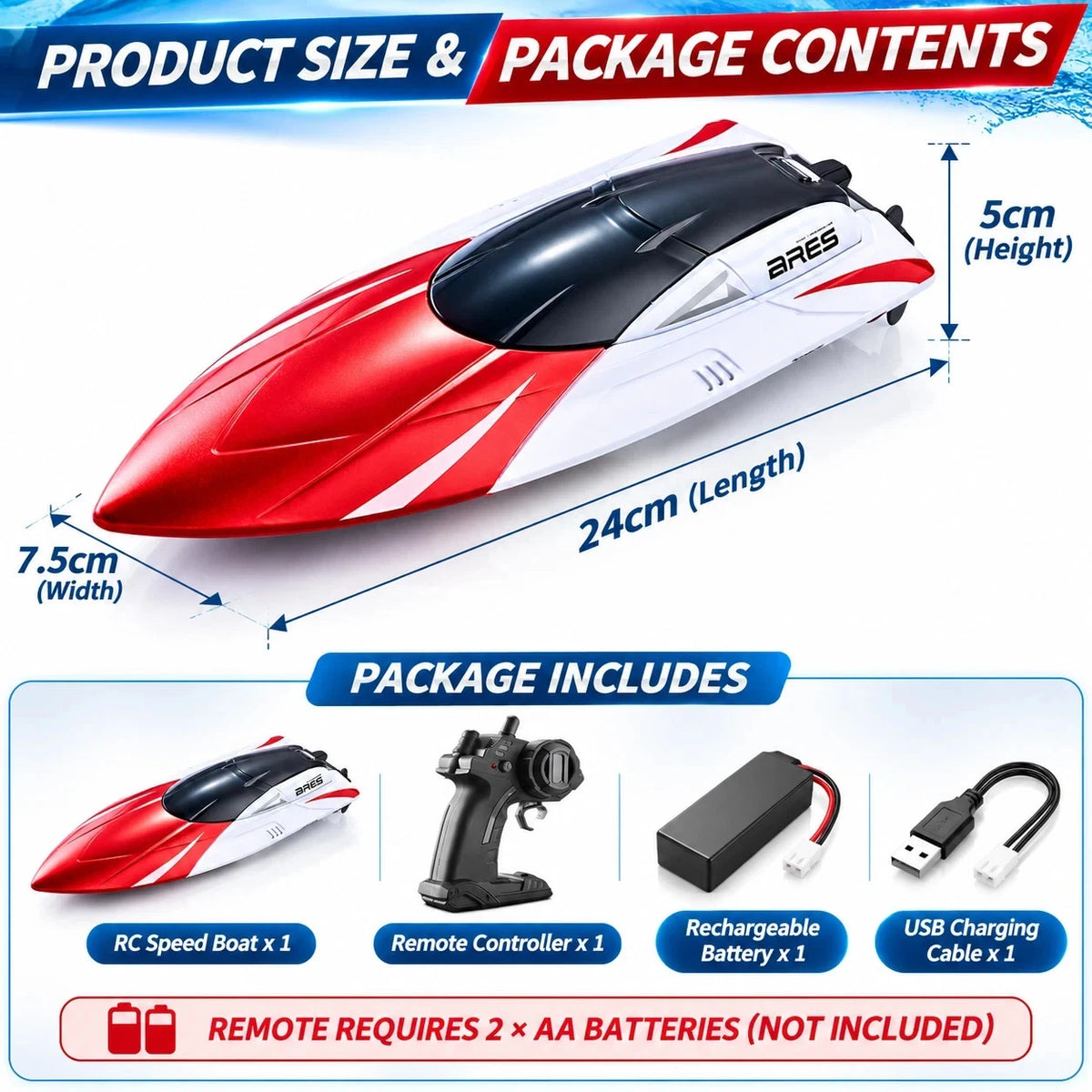2.4GHz RC Speed Boat Remote Control Racing Yacht Dual Propeller Rechargeable AU