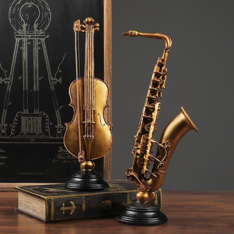 Saxophone Violin instrument home bookcase cabinet decorated resin decoration