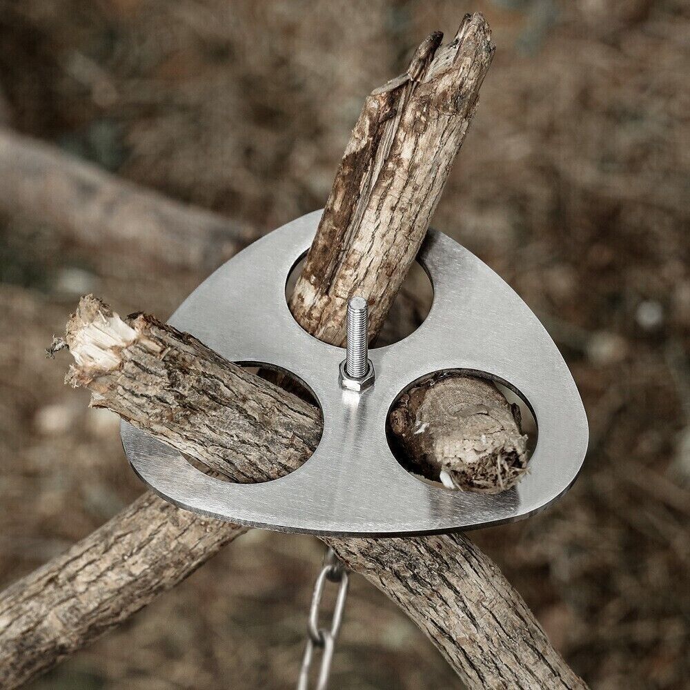 Outdoor Portable Pot Triangular Foot Holder Hanger Camping Stainless Steel Shelf