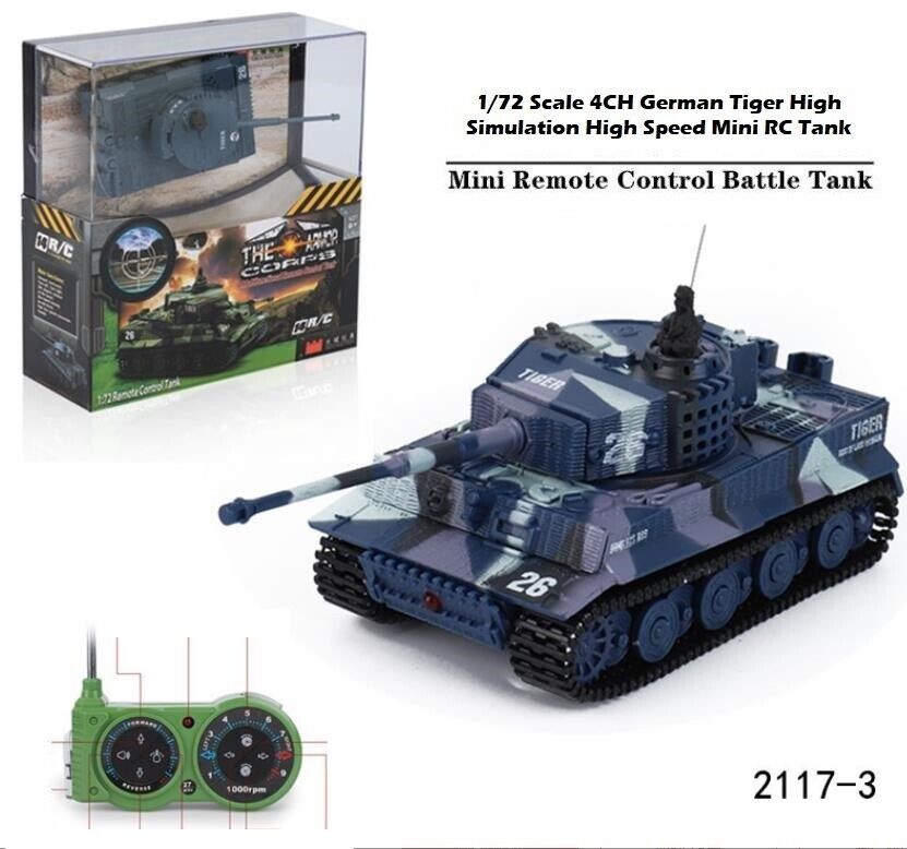 Kid Boy Toy Gift Remote Control Scale Tiger High Simulation Speed Mini RC Tank