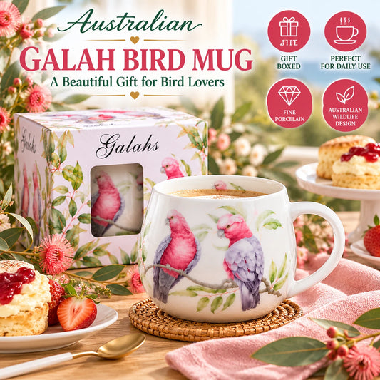 1-6x Galah Australian Bird Coffee Mug 400ml – Pink Cockatoo Fine Porcelain Tea Cup, Wildlife Gift Boxed Mug