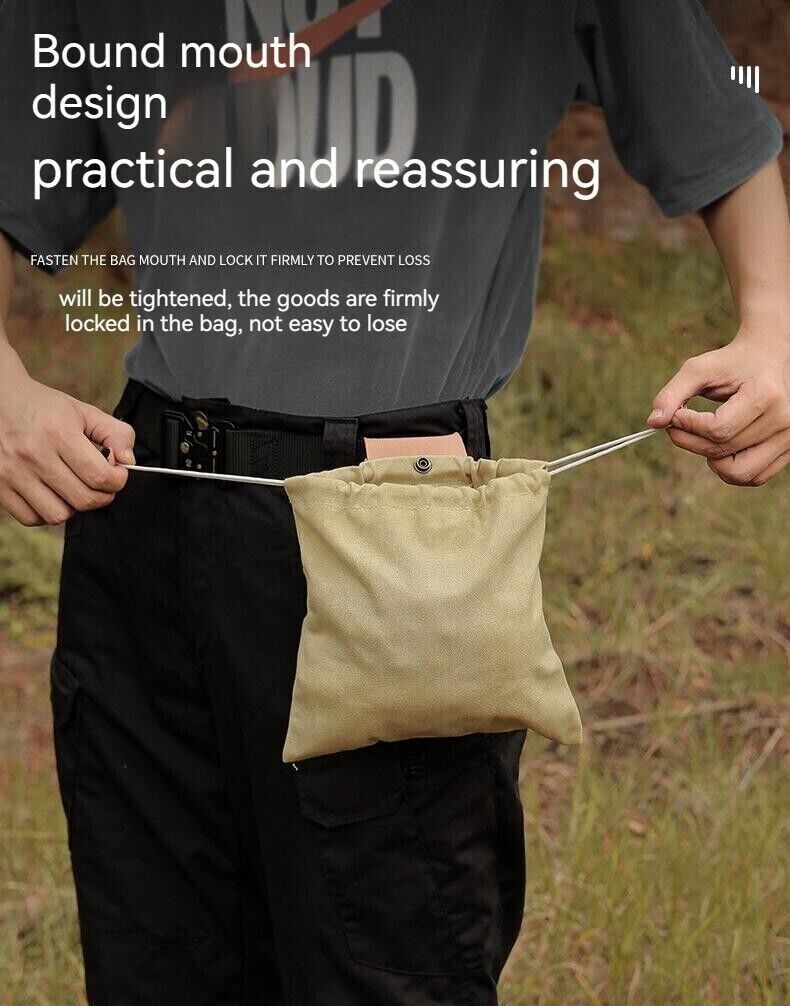 Outdoor Canvas Foraging Bag Fruit Pick Waist Tool Belt Pouch Drawstring Fold Bag