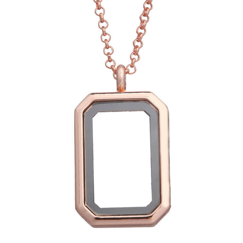 Living Memory Floating Teardrop Rainbow Crystal Glass Locket Pendant Necklace