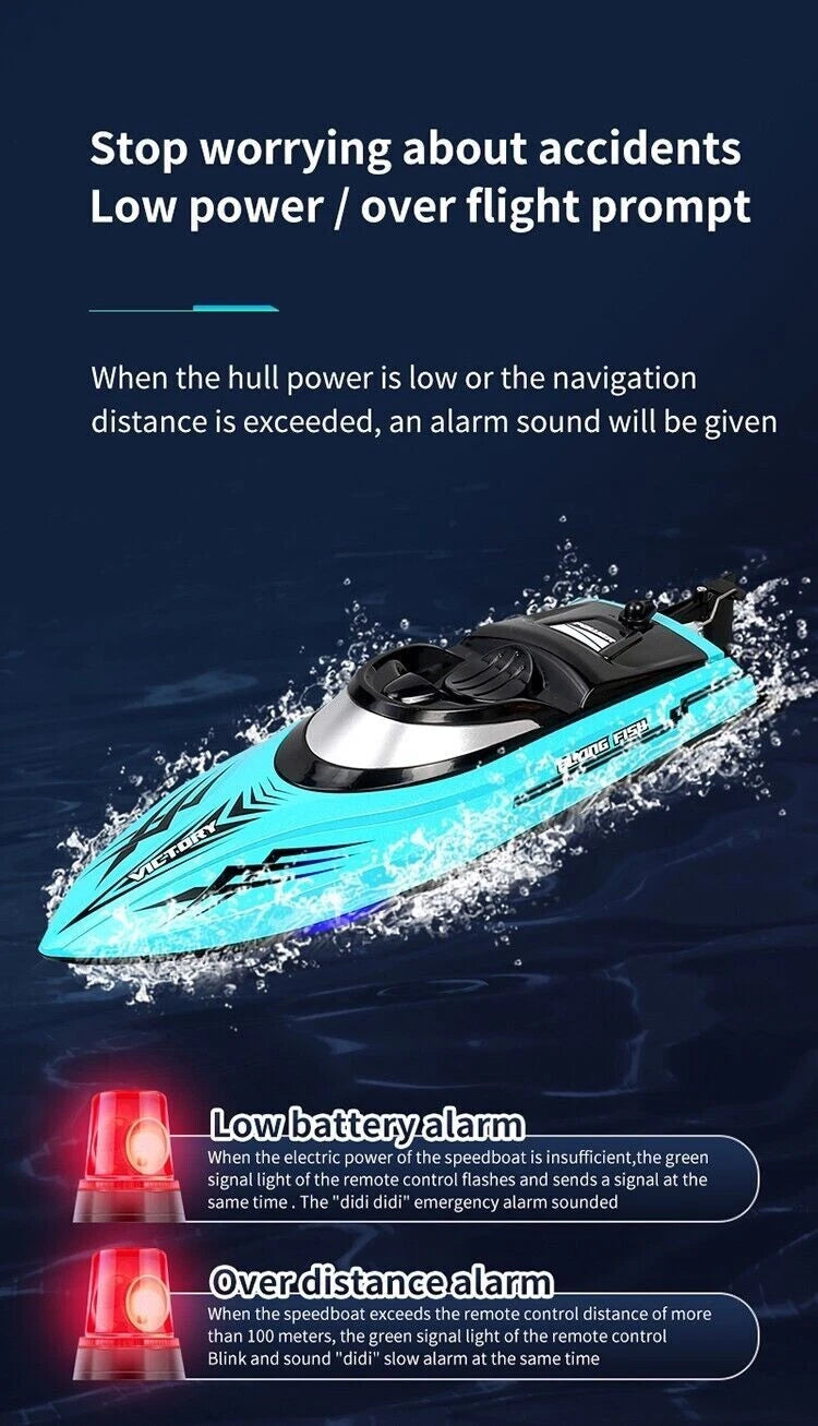 High Speed RC Boat 20km/h 2.4G Remote Control Racing Speedboat Capsize Reset LED
