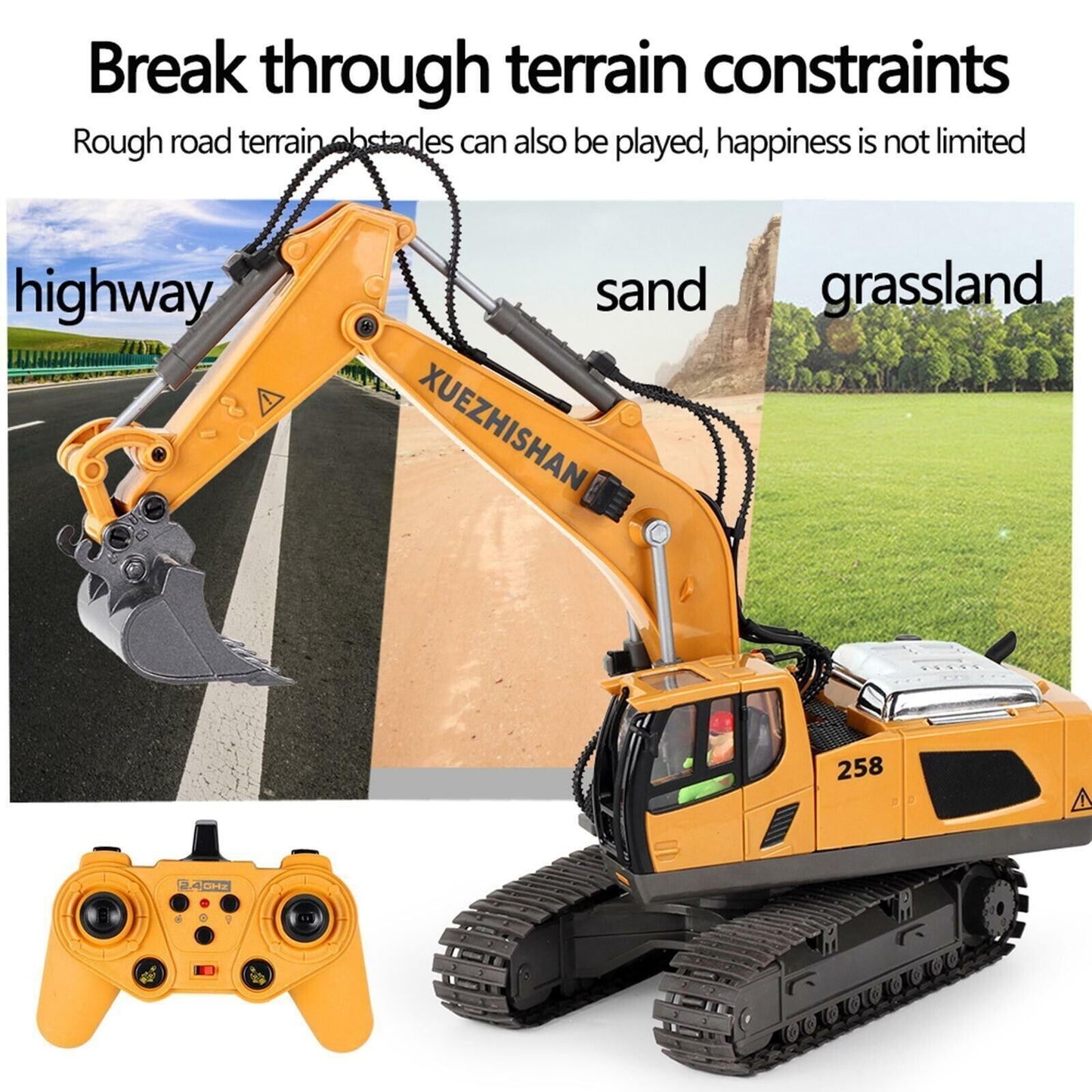 1:20 Alloy Crawler Excavator Digger Electric Toys Gift RC Remote Control for Boy